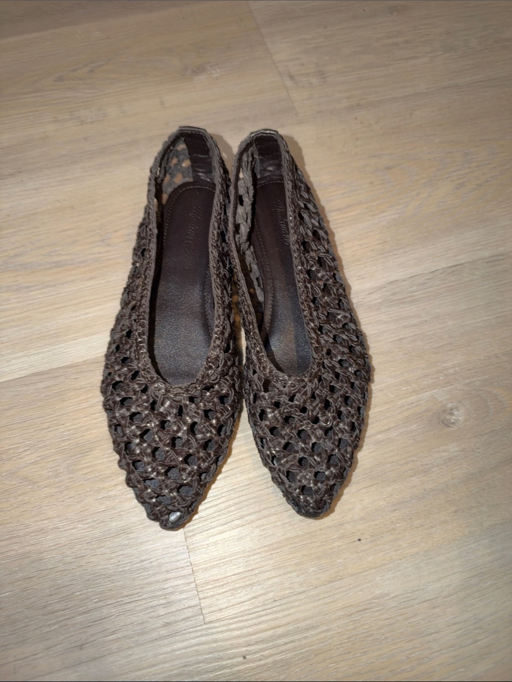 Madewell Brown Woven Pointed-Toe Flats